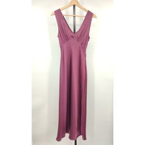 Quince Women 100% Washable Silk V-Neck Maxi Dress Wine Tasting Red XS